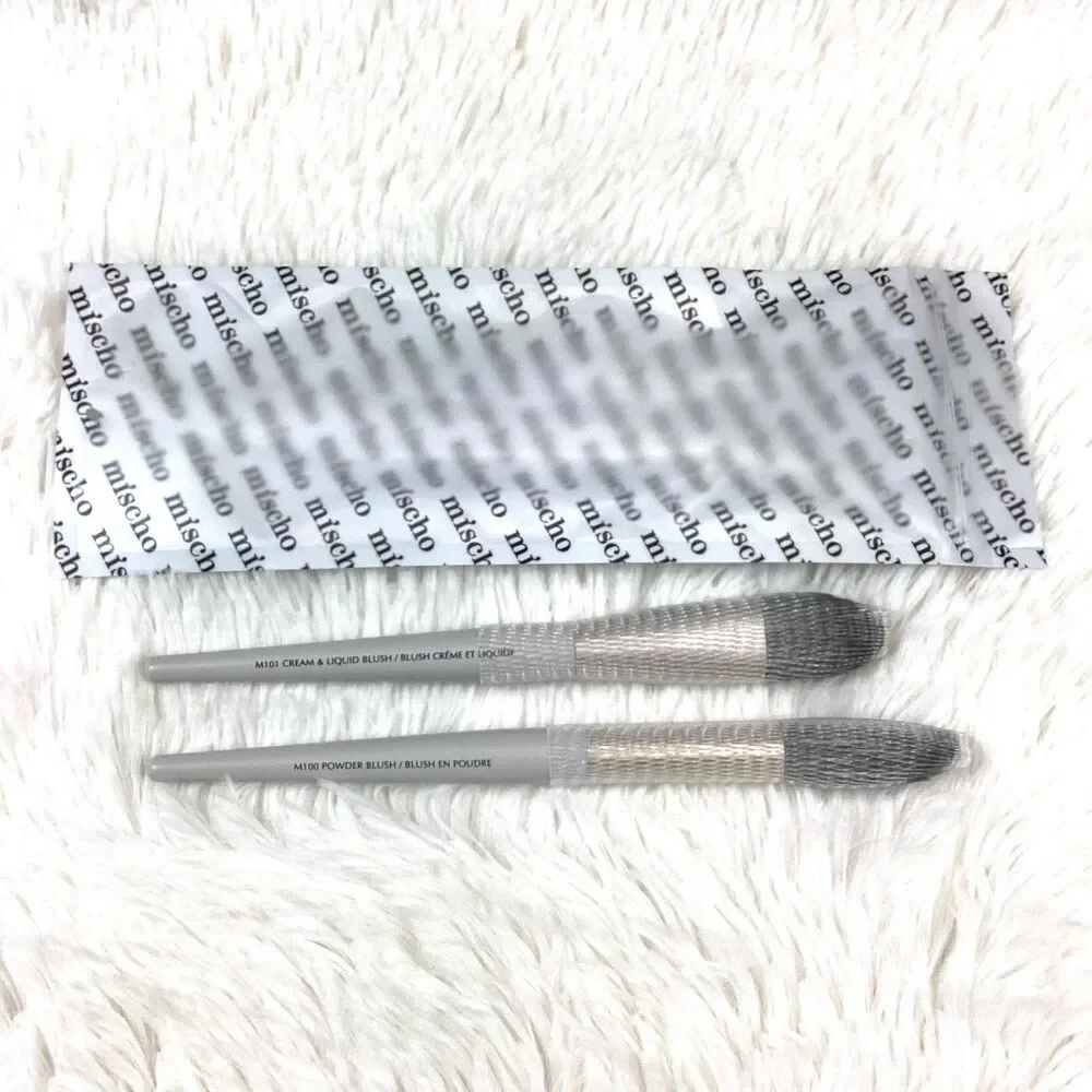 Mischo Beauty Blush Brush Set Grey Cream Liquid Powder 2pc NEW M101 M102